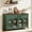 Green, variant on Buildhom 48" Sideboard Buffet with 3 Glass Doors & Drawers, Adjustable Shelves Coffee Bar Cabinet for Dining Room, Living Room, Walnut
