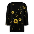 thumbnail image 4 of Women's Casual Sunflower Print Henley Shirt 3/4 Sleeve V Neck Button Down Blouse Loose Fit Tops for Spring Summer, 4 of 5