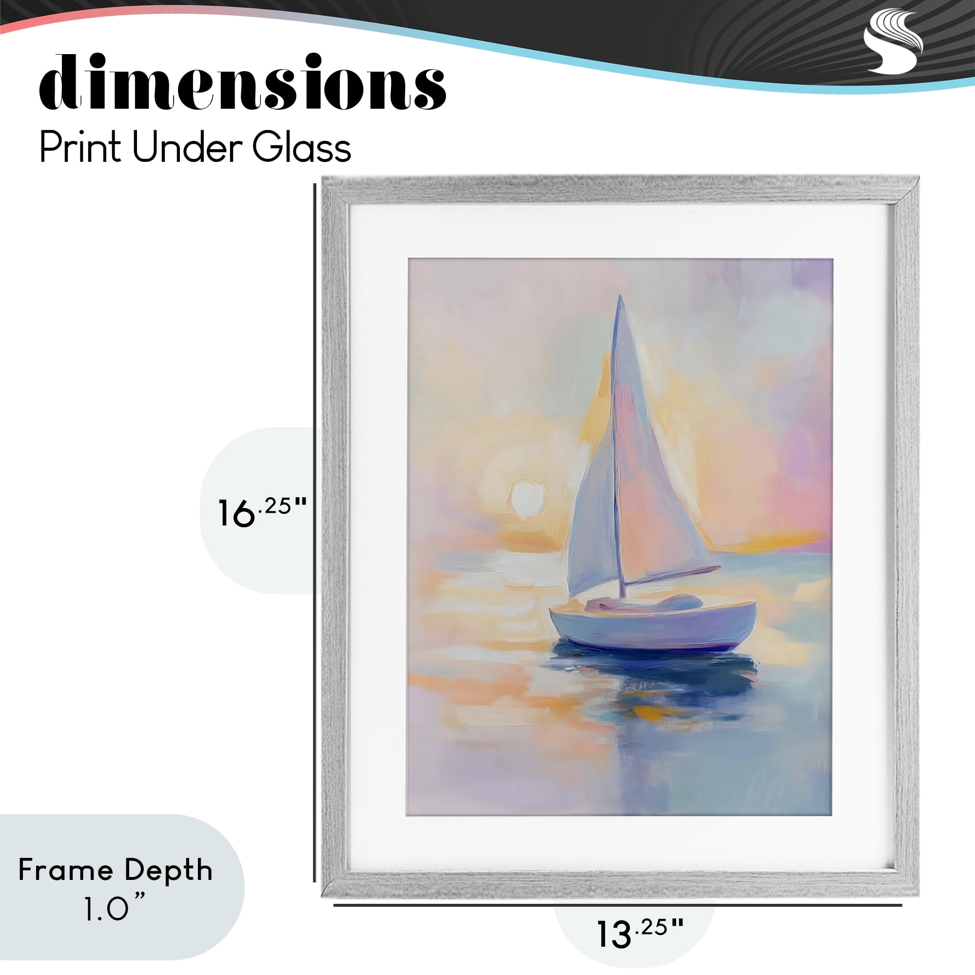 Stupell Industries Pastel Sailboat Toward Pink Horizon Gray Framed Print Under Glass, design by The Prints Vibe