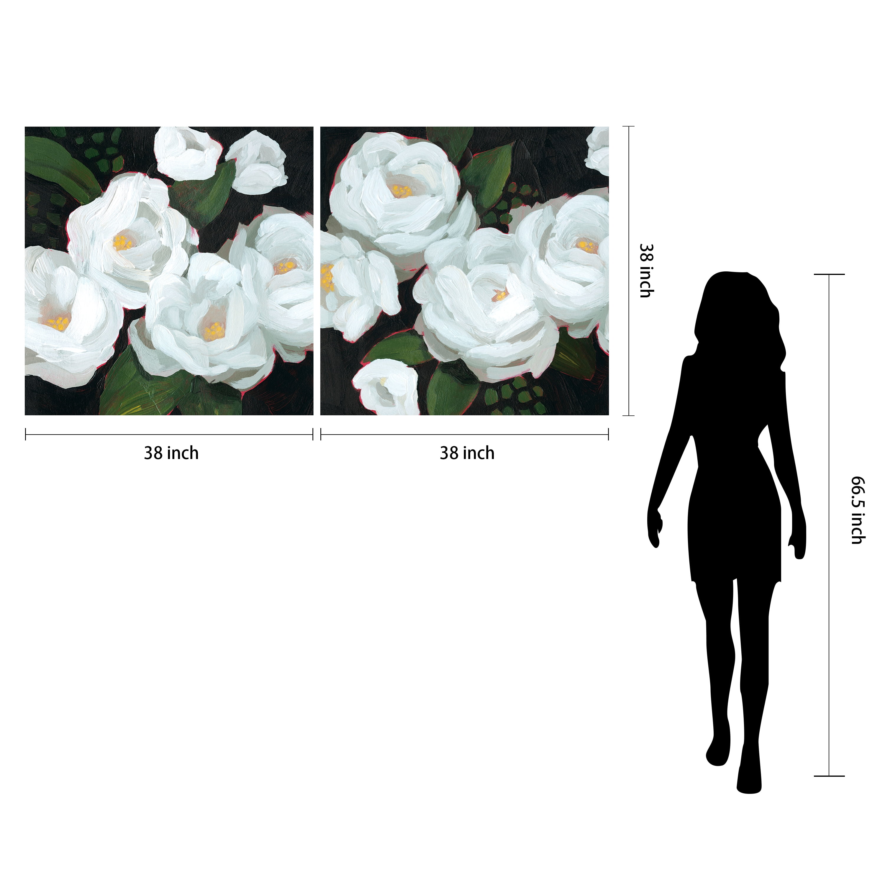 "White Blossom Serenity I & II" Flower Frameless Reverse Printed Tempered Art Glass Wall Art