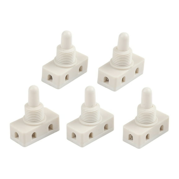 White Plastic Push Button Lamp Switch 2A 250V Self Locking Design for Home Use