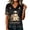 Black01, variant on Stralyhd Halloween Shirts for Women Halloween Print Tee Night Club V‑neck Top Boho Short Sleeve Shirt L