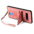 thumbnail image 7 of Nalacover for Samsung S10, Slim Case Wallet with Credit Card Holder, Back Flip Premium Leather Magnetic Clasp Kickstand Wirst Hand Strap Shockproof Cover for Samsung Galaxy S10, Pink, 7 of 7