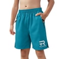 thumbnail image 2 of Ankle Shorts for Girl Boys Athletic Stretchy Shorts with Zipper Pockets Kids Lightweight Running Basketball Soccer Shorts Swim Trunks Green 8-9Y, 2 of 9