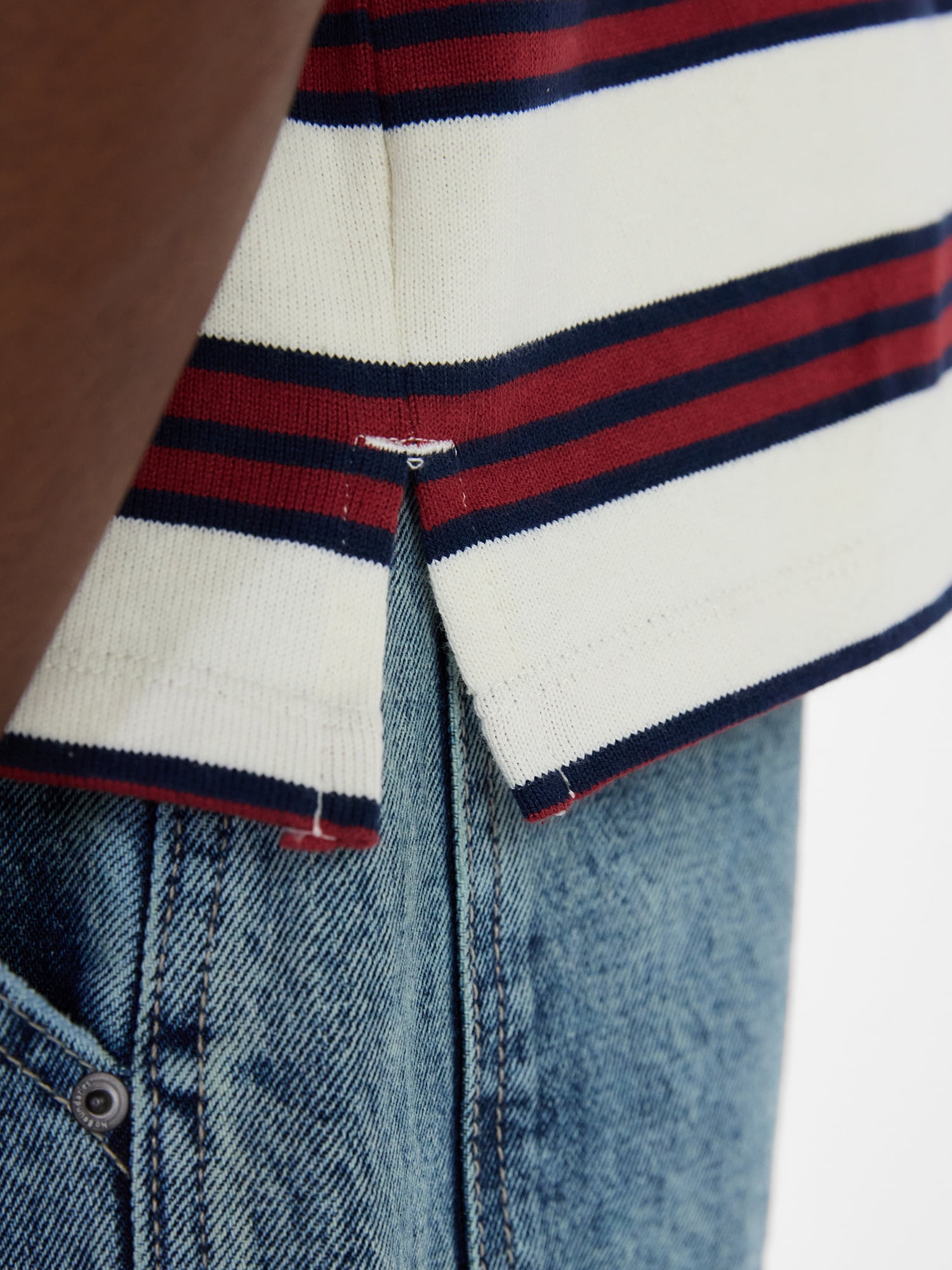 No Boundaries Striped Rugby Shirt with Short Sleeves, Men's XS-4XLT