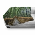 thumbnail image 3 of Jungle Soft Flannel Fleece Throw Blanket, Tropical Nature Bridge over Tree Bamboo Exotic Landscape Spa Yoga Design, Cozy Plush for Indoor and Outdoor Use, 50" x 70", Green and Brown, by Ambesonne, 3 of 6