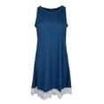 thumbnail image 2 of Vestido corto tipo túnica retro sin mangas de encaje para mujer, estilo playero informal y holgado Azul, 2 of 9