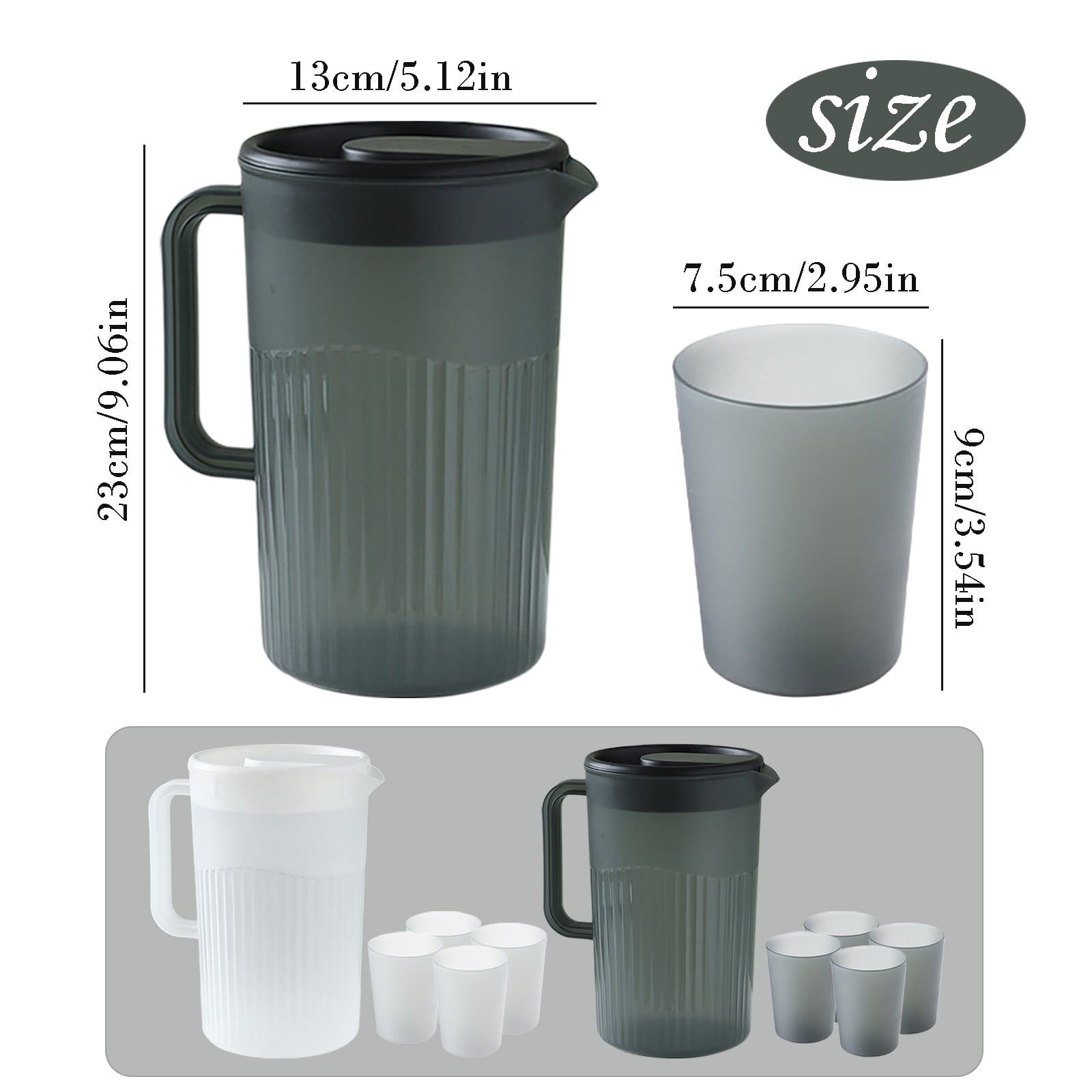 XIPYYKM 2.5L Plastic Pitcher with Lid Large Capacity High Temperature Cold for Juice Tea Exquisite Appearance, with 4Pcs Cup