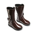 thumbnail image 2 of Dream Pairs Girls Mid Calf Boots Side Zipper Riding Shoes (Toddler/Little Kid) SDBO224K BROWN/PAT Size 12, 2 of 5