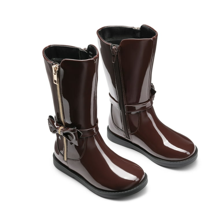 Dream Pairs Girls Mid Calf Boots Side Zipper Riding Shoes Toddler Little Kid Sdbo224k Red Wine Pat Size 7