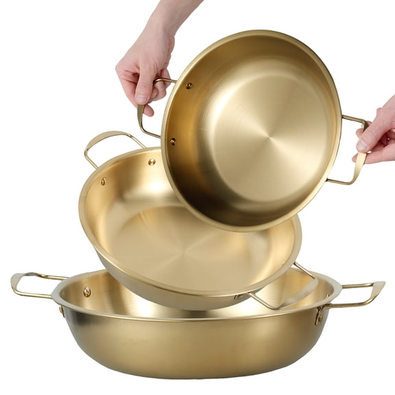 Ikoopy Korean Ramen Noodle Pot Handle Stainless Steel Ramen Cooking Pot Rustproof Korean Cooking Pot Fast Heating Korean Noodle Pot Practical Korean Small Saucepan 7in 8.6in 10.2in Stockpot Soup