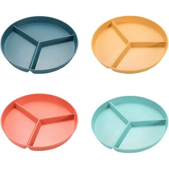 Wheat Straw Divided Plates Portion Control Reusable Plastic 4 Pack