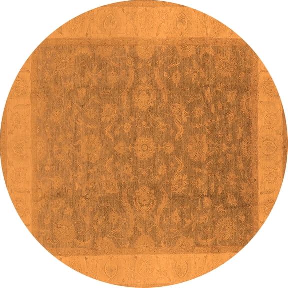 Ahgly Company Indoor Round Oriental Orange Traditional Area Rugs, 5' Round