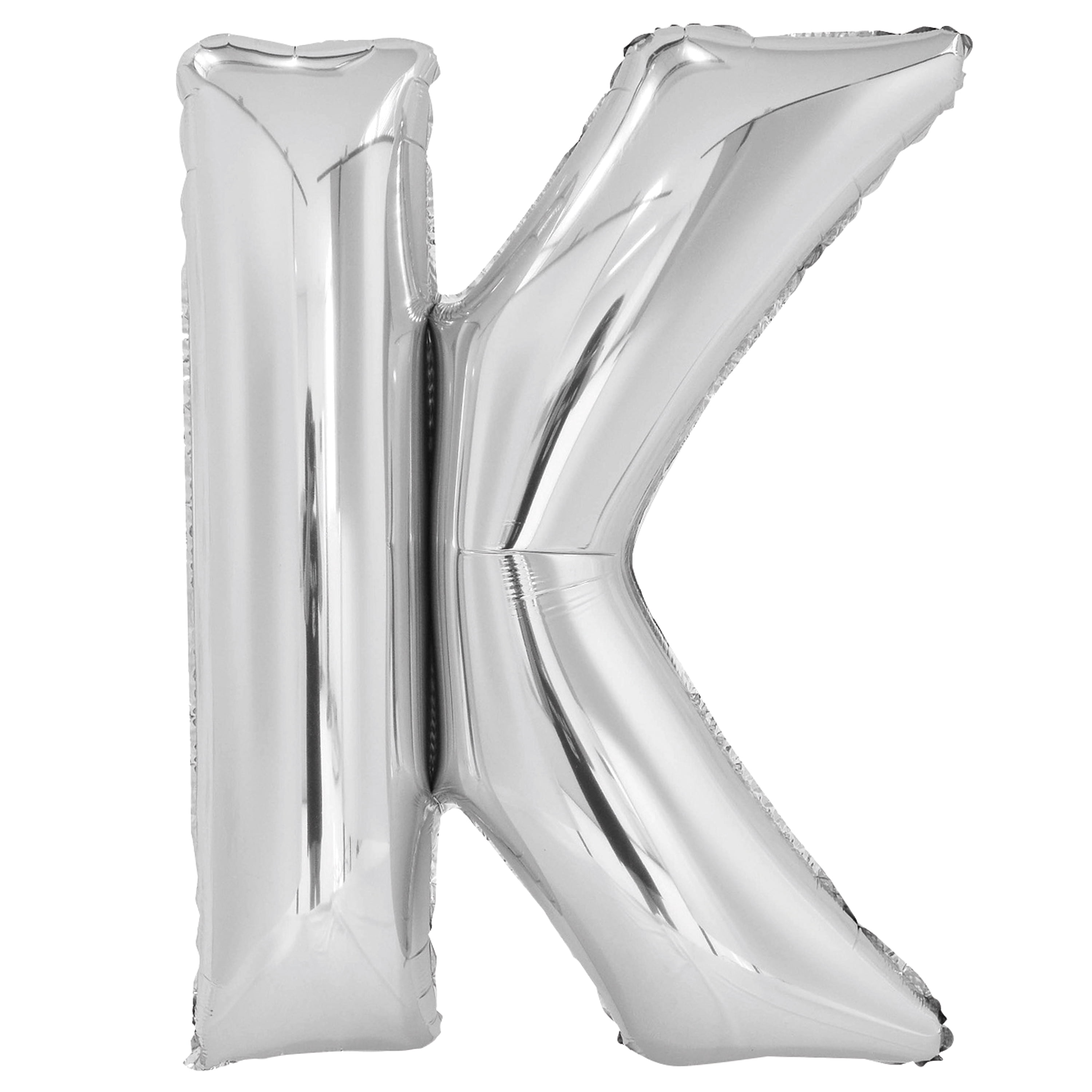 Foil Big Letter Balloon, K, 34 in, Silver, 1ct