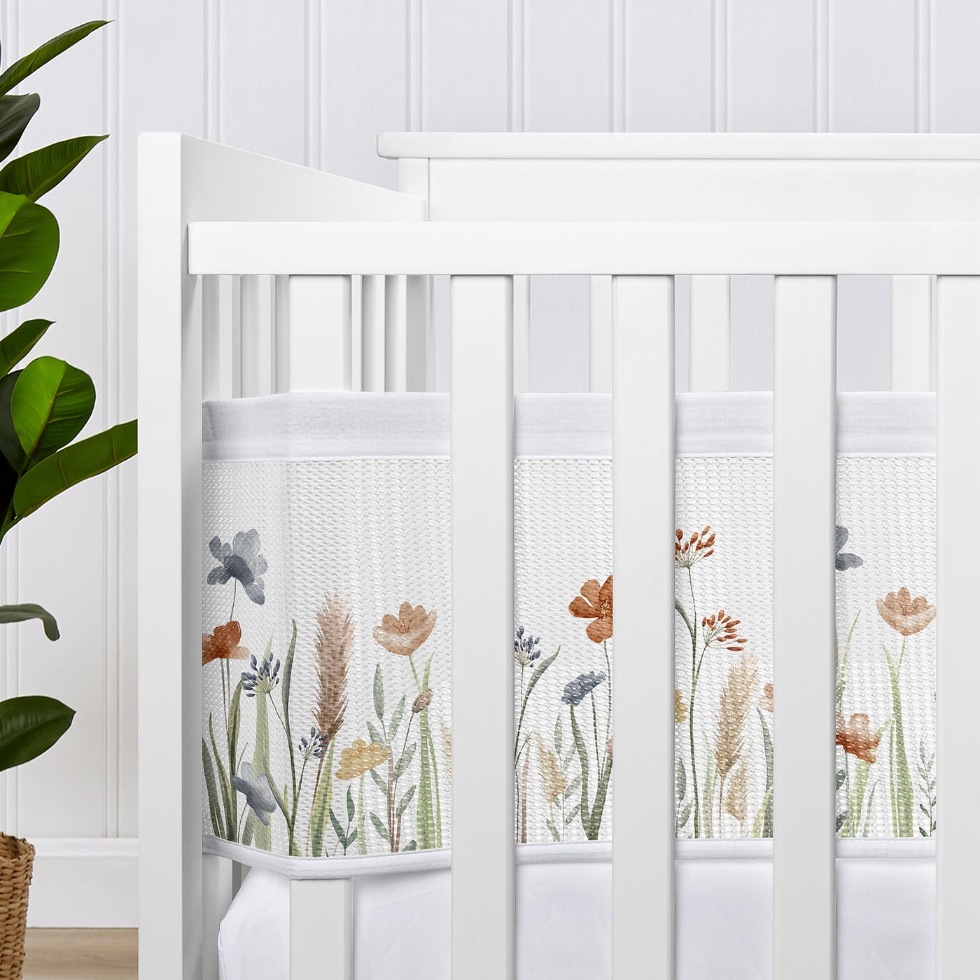 Sweet Jojo Designs + BreathableBaby Watercolor Floral Garden Sage Green Girl Breathable Mesh Crib Liner