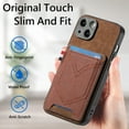 thumbnail image 4 of Nalacover Case for iPhone 15 Pro Max Card Slots Wallet Case, Vintage Denim Pattern PU Leather Magnet Car Mount Cover, Full Edge Protection Anti-Drop Shockproof Case, Brown, 4 of 10