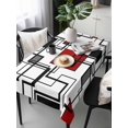 thumbnail image 6 of Red Geometric Table Cloth, Modern Black Gray Abstract Striped Art Waterproof Tablecloth for Rectangle Tables, Reusable Washable Fabric Table Cover for Restaurant Kitchen Dining Tables 60"x120", 6 of 6