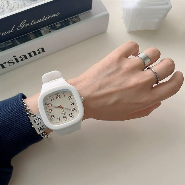 Reloj cuadrado de cuarzo estilo universitario para mujer, reloj electrónico con unicornio para estudiantes