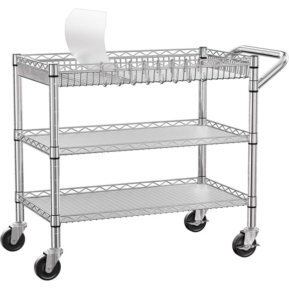 ZHIBO Utility Cart, 990LBS Capacity, 3-Tier, Silver