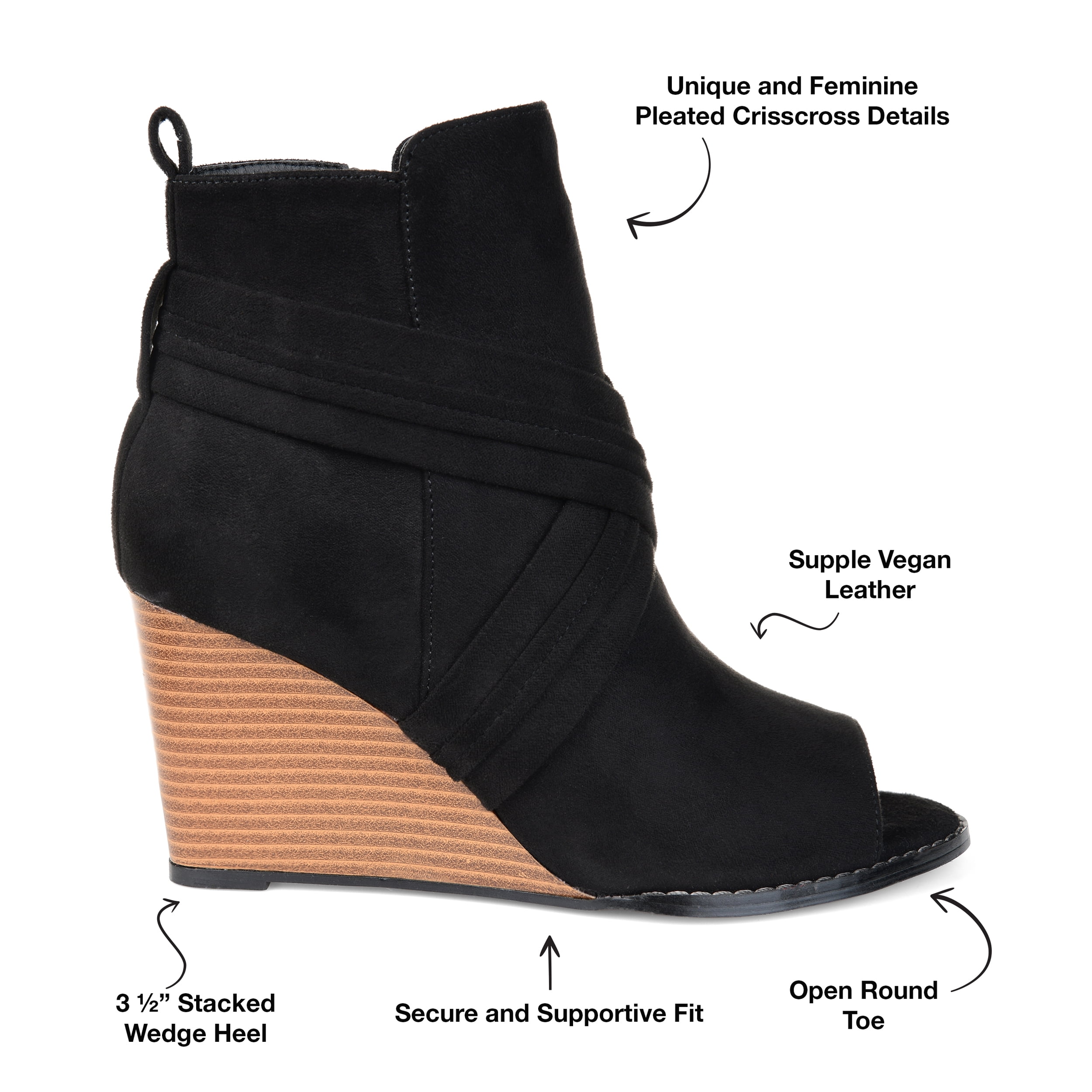 Journee Womens Sabeena Inside Zip Open Toe Wedge Booties
