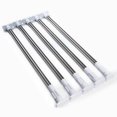 thumbnail image 3 of 110CM to 200CM Adjustable Stainless Steel Spring Tension Rod Rail with Rubber Rectangular Heads for Clothes / Towels / Curtains (Silver), 3 of 4