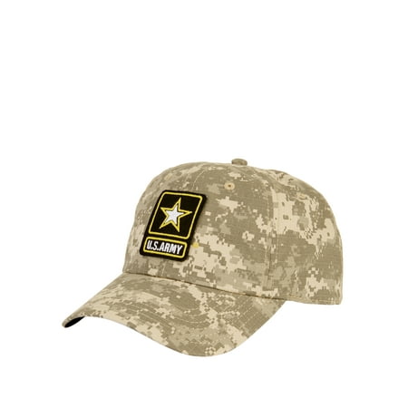 Digital Camo Ripstop Curved Bill Cap With U.S. Army Patch and Adjustable Snapback Closure