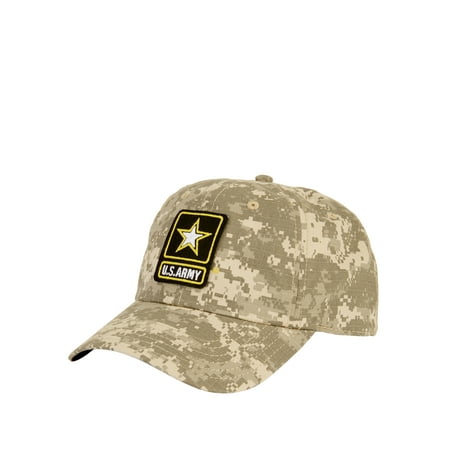 Camoflauge Adjustable Cap Digital Camo Ripstop Curved Bill Cap With U.S. Army Patch and Adjustable Snapback Closure ()