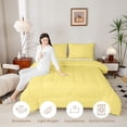 thumbnail image 3 of Manfei Minimalist Check King Size Comforter Sets,Modern Grid Comforters King Size,Yellow,Reversible,3pcs,1 Comforter and 2 Pillowcases,3pcs,1 Comforter and 2 Pillowcases, 3 of 7