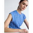 thumbnail image 4 of Free Assembly Women's Scalloped Cable Knit Cotton Vest, Sizes XS-XXL, 4 of 5
