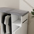 thumbnail image 4 of 40" Ironing Cart with Coat Hanger and Wheels, Multipurpose Ironing Cabinet with Iron Rack and Storage Space, Rolling Ironing Cart for Laundry Room, Bedroom, Cloakroom, White, 4 of 9
