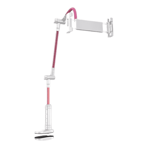 Flexible Tablet Holder, Long Arm Tablet Mount Stand for Bed and Desk, 360 Degree Rotatable Pink Cell Phone Clamp, Ergonomic Gooseneck Bracket for Movies, Reading