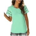 thumbnail image 2 of Idoravan Women's Tops Summer Women's Fashion Casual Shoulder Short Sleeve Solid Color T-Shirt Top Blouse, 2 of 8