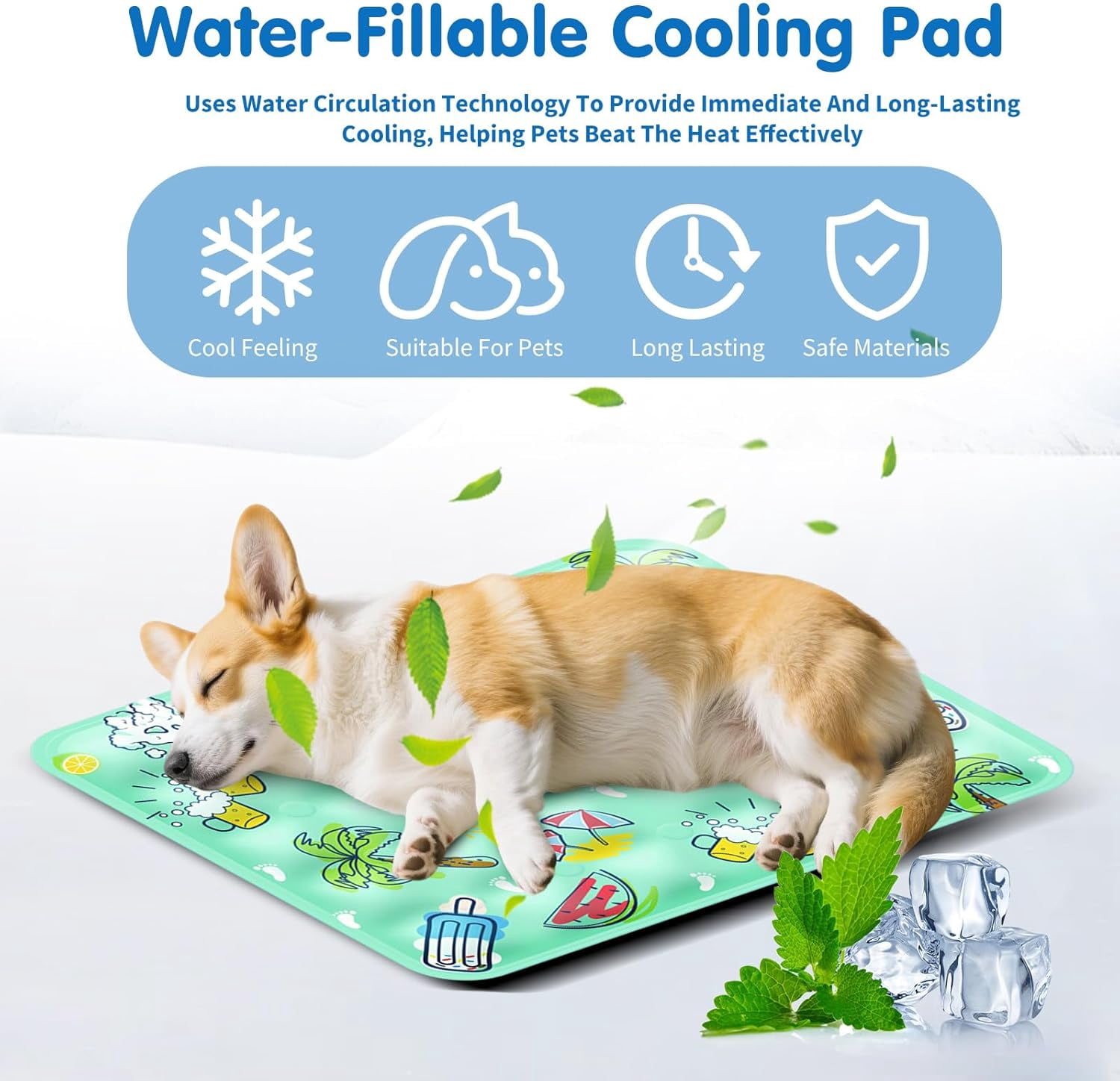 120*70cm Dog Cooling Mat, 2026 New Summer Pet Mats, Portable Pet Cooling Pad for Travel, Washable Gel Coolings Mat for Dogs and Cats Indoor Outdoor, Reusable Chill Pad Suitable for All Pets