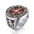 thumbnail image 1 of Bagues Templiers Dominateurs pour Hommes Couleur Argent Acier Inoxydable Croix Rouge Incrustée de Zircon Cubique Bague Homme Bijou Cadeau, 1 of 5