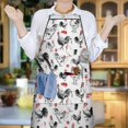 thumbnail image 6 of Red Flower Chicken Pattern Apron-Garden Aprons for Women with Pockets-Cotton Linen Waterproof Kitchen Cooking Gardening Aprons Adjustable for Kitchen,Cooking,BBQ and Salon 33x27 Inch, 6 of 7