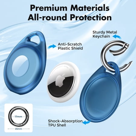 TWO MISSING UNBREAKcable AirTag Keychain Waterproof, [4 Pack] AirTag Case for Apple AirTag Anti-Scratch and Anti-Drop Design, AirTag Holder with Full Coverage for Pet Collar, Keys, Bags