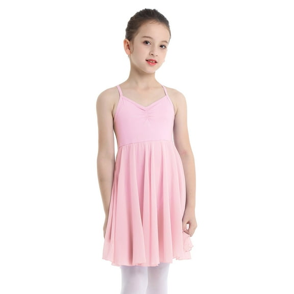 CHICTRY Little Girls Ballet Lyrical Dance Dress Chiffon Gymnastics Camisole Leotard Pink 10-12