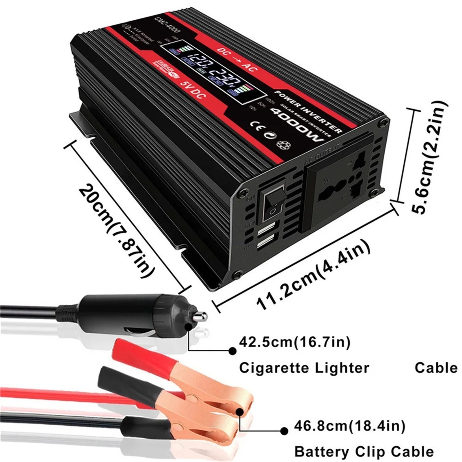 4000W Car Inverter Converter LCD Display Voltage Transformer Car Adapter Modified Sine Wave Charge Converter ,Voltage Protection