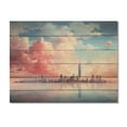 thumbnail image 3 of Designart "Minimalist Skyline A Very Pink and Blue" Sky Print on Natural Pine Wood, 3 of 5