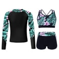 thumbnail image 1 of Xnihocha Kids Girls 3pcs Sports Workout Suit Swimsuit Sun Protection UPF 50+ Rash Guard Sets Lily 14, 1 of 7