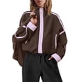 thumbnail image 6 of Czanzd Women's Sherpa Fleece Zip-Up Jacket Contrast Fall Winter Warm Sweatshirt(Brown,XL), 6 of 6