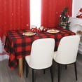 thumbnail image 3 of Checkered Rectangle Christmas Tablecloth - Waterproof and Washable Gingham Xmas Table Cloth Holiday Decorative Table Cover for Party, Red/Black 60 x 102 Inch, 3 of 6