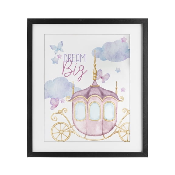 Dream Big Fantasy Carriage Black Framed Print Under Glass, design by Kim Allen