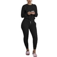 thumbnail image 4 of Femmes?S Ensemble de Manches Longues Fluorescent Solide Classique Col Rond Serré Pantalon d'Exercice Slim Plissé, 4 of 6