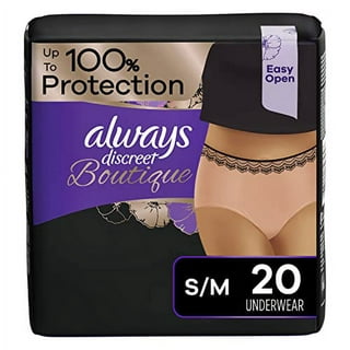 Always Discreet Boutique, Incontinence & Postpartum Underwear for Women,  Disposable, Maximum Protection, Peach, Small/Medium, 20 Count, Pack of 2