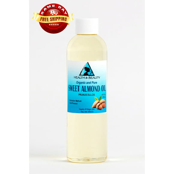 Sweet Almond Oil Refined Organic Carrier Cold Pressed 100% Pure 4 oz