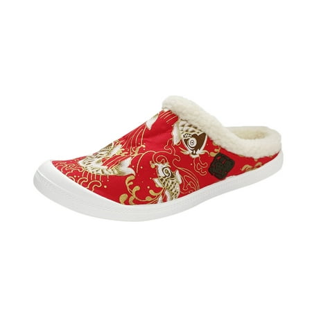 

GNEIKDEING Women s Canvas Shoes Vulcanize Soft Ladies Autumn Loafers Flat Shoes Add Velvet To Keep Warm Slippers Casual Shoes Gift on Clearance