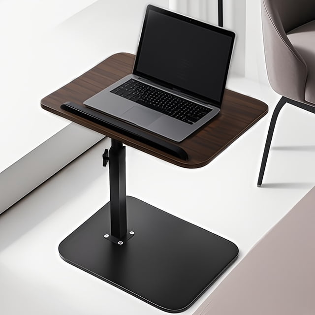 Rotatable And Adjustable Laptop Desk - Black/Walnut, Featuring Support Rods And Angle Adjustment Design, Ideal for Placement In Any Home Setting, Suitable Sofa Side Table Or Living Room Coffee Table