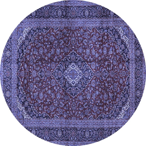 Ahgly Company Indoor Round Medallion Blue Traditional Area Rugs, 7' Round