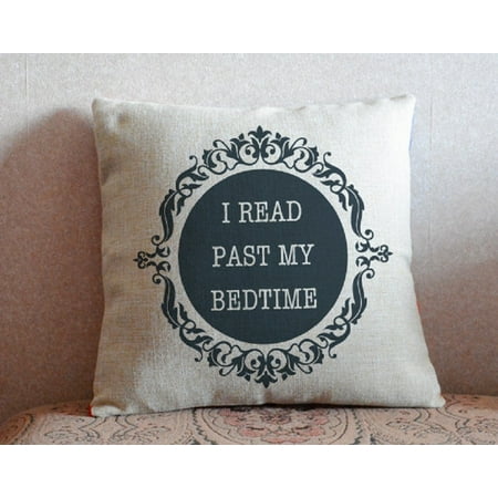 Tayyakoushi New I read past my bedtime Cotton Linen Modern Cushion Cover 18'' Pillow
